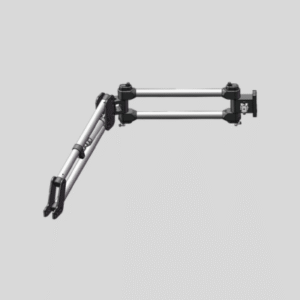 Folding side-mounted torque reaction arm for limited workspaces