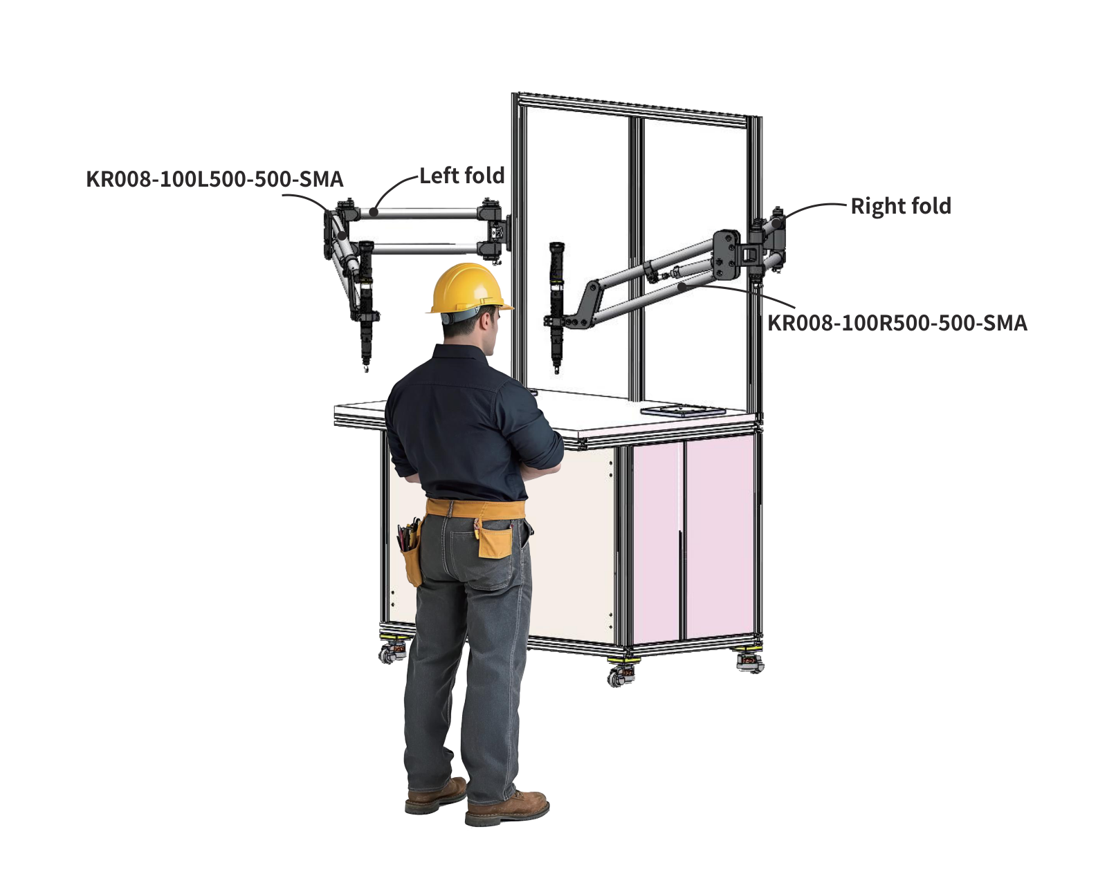 KURAN KR008 left-fold and right-fold configurations shown from the operator’s position