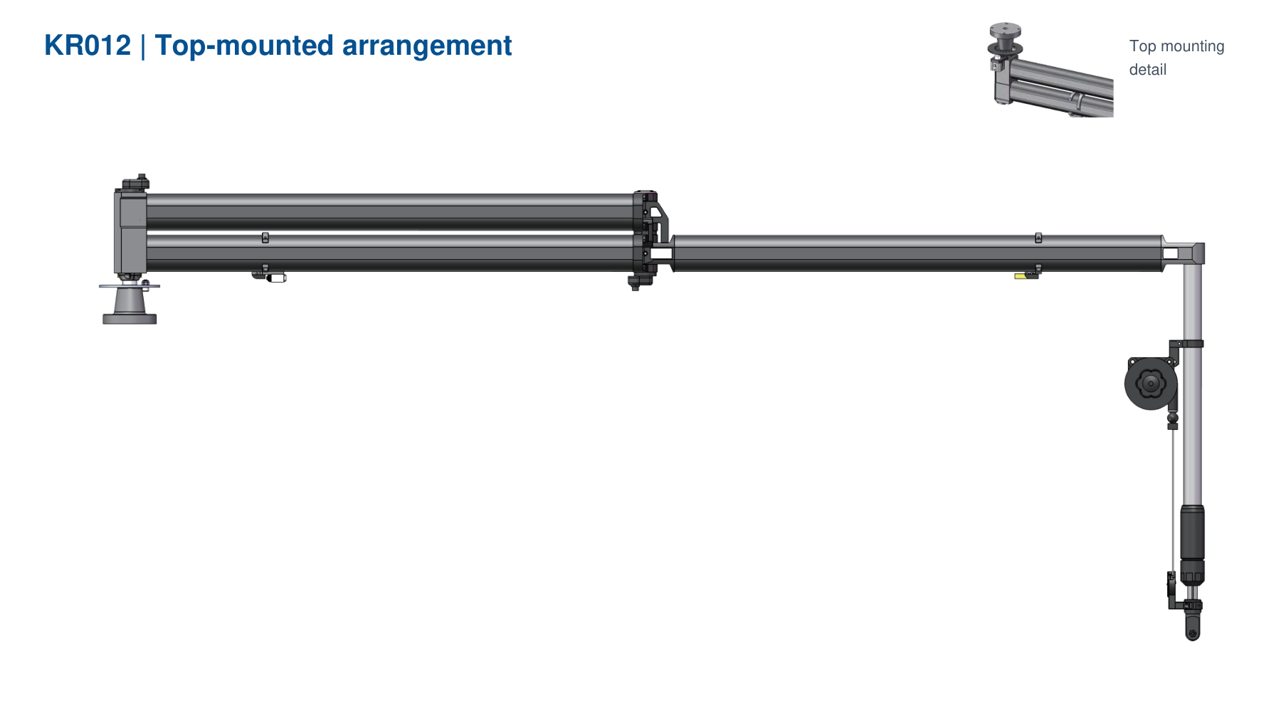 KR012 torque reaction arm with top-mounted arrangement and mounting detail